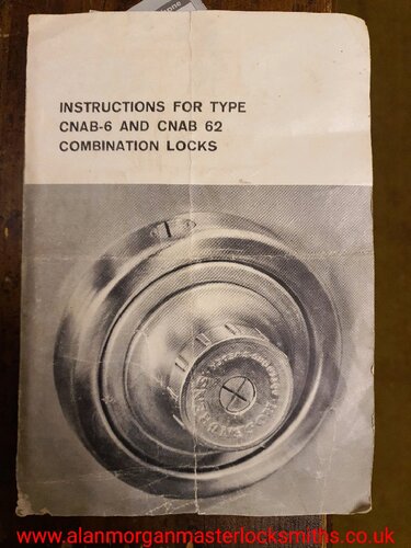 Instructions for Rosengrens Type CNAB-6 and CNAB-62 Combination Locks