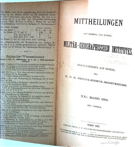 Mitteilungen des Kaiserl. Köigl. Militär-Geographischen Institutes