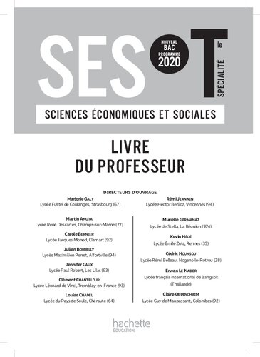 SES Terminale - Livre du Professeur - Ed. 2020