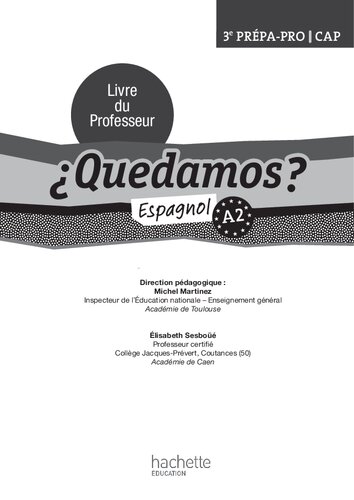 ¿Quedamos? 3e Prépa-Pro/CAP - Livre professeur - Ed. 2012