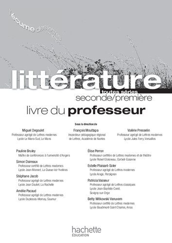 L'écume des lettres - Littérature 2de / 1re - Livre du professeur - Edition 2011