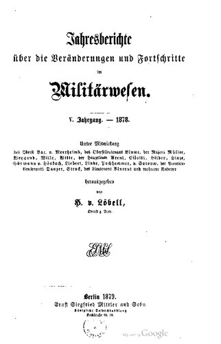 Jahresberichte über die Veränderungen und Fortschritte im Militärwesen