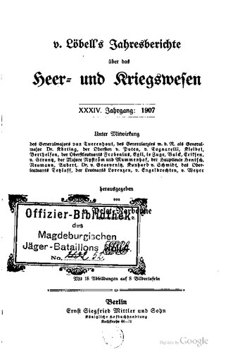 V. Löbell's Jahresberichte über die Veränderungen und Fortschritte im Militärwesen