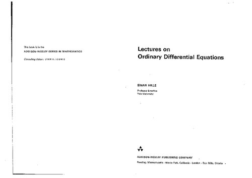 Lectures on Differential Equations