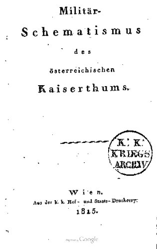 Militär-Schematismus des österreichischen Kaisertums