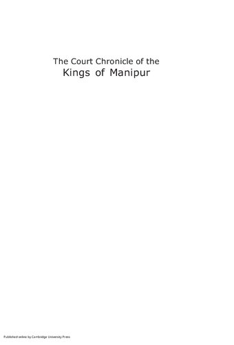 The Court Chronicle of the Kings of Manipur: The Cheitharon Kumpapa Volume 3: 1843-1892 CE