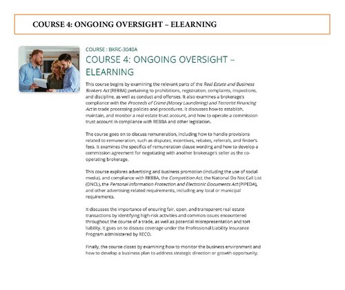 Broker - COURSE 4 - ONGOING OVERSIGHT