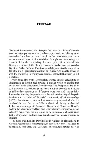 Derrida, Literature and War: Absence and the Chance of Meeting