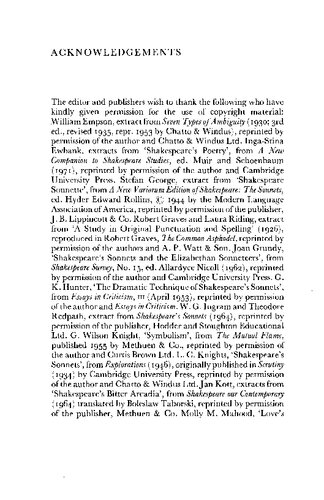 Shakespeare: The Sonnets