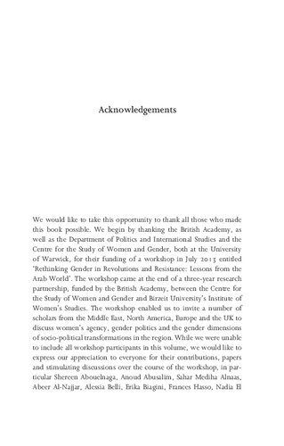 Rethinking Gender in Revolutions and Resistance: Lessons from the Arab World