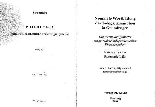 Nominale Wortbildung des Indogermanischen in Grundzügen : die Wortbildungsmuster ausgewählter indogermanischer Einzelsprachen