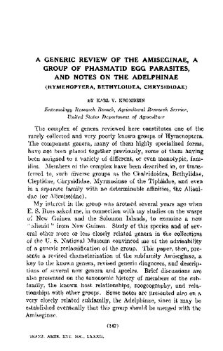 A generic review of the Amiseginae, a group of phasmatid egg parasites, and notes on the Adelphinae (Hymenoptera, Bethyloidea, Chrysididae)