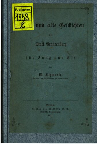 Sagen und alte Geschichten der Mark Brandenburg für Jung und Alt