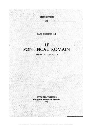 Le pontifical romain. Révisé au XV siècle