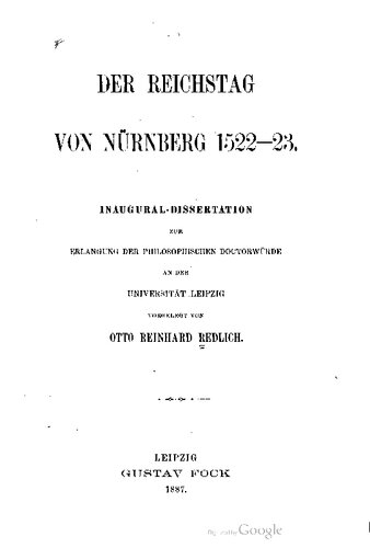 Der Reichstag von Nürnberg 1522-23