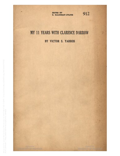 My 11 Years With Clarence Darrow