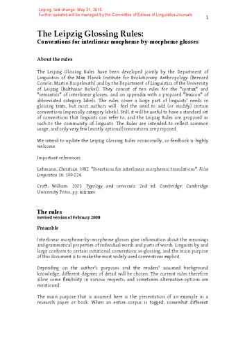 The Leipzig Glossing Rules: Conventions for interlinear morpheme-by-morpheme glosses