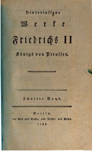 Hinterlassene Werke Friedrichs II., Königs von Preußen