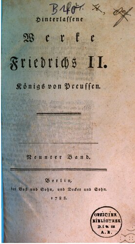 Hinterlassene Werke Friedrichs II., Königs von Preußen