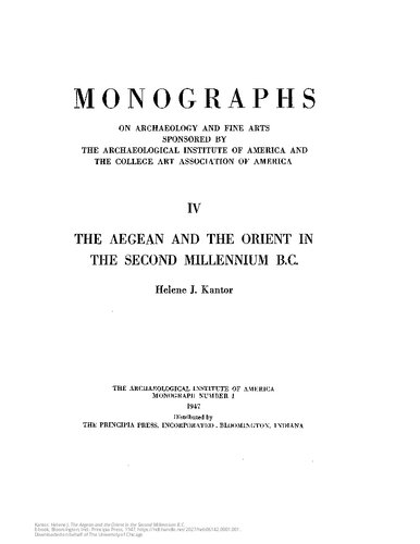 THE  AEGEAN  AND  THE  ORIENT  IN THE  SECOND  MILLENNIUM  B.C.