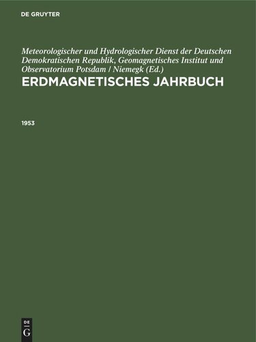 Erdmagnetisches Jahrbuch: 1953