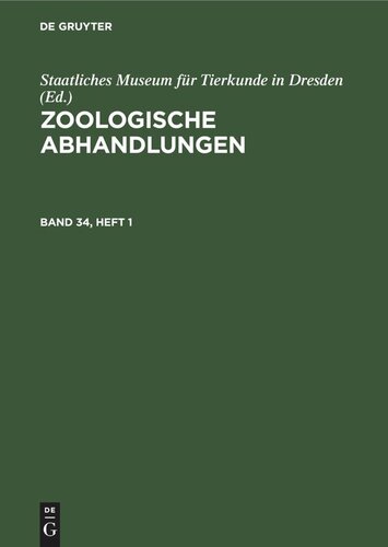 Zoologische Abhandlungen: Band 34, Heft 1