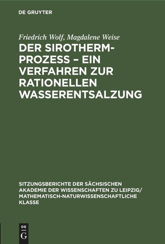 Der Sirotherm-Prozess – Ein Verfahren zur rationellen Wasserentsalzung