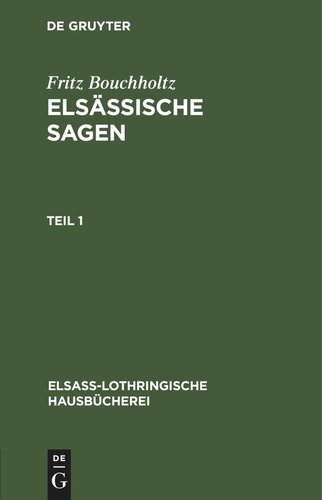 Elsässische Sagen: Teil 1