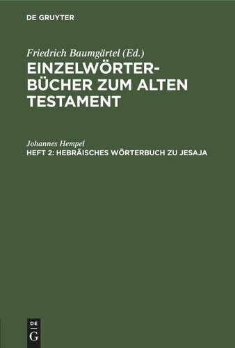 Einzelwörterbücher zum Alten Testament: Heft 2 Hebräisches Wörterbuch zu Jesaja