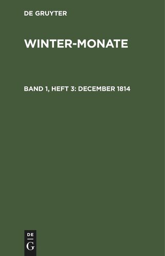 Winter-Monate: Band 1, Heft 3 December 1814