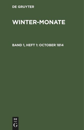 Winter-Monate: Band 1, Heft 1 October 1814