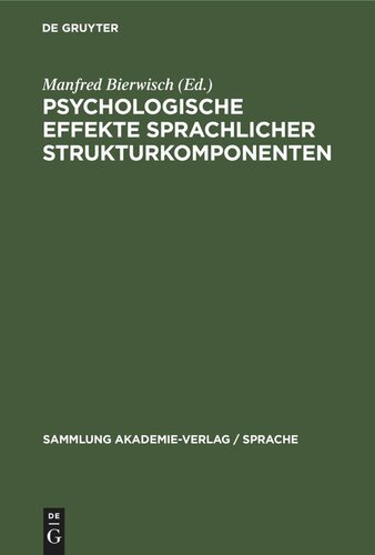 Psychologische Effekte sprachlicher Strukturkomponenten