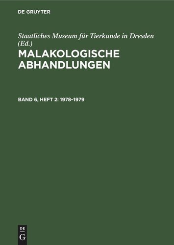 Malakologische Abhandlungen: Band 6, Heft 2 1978–1979