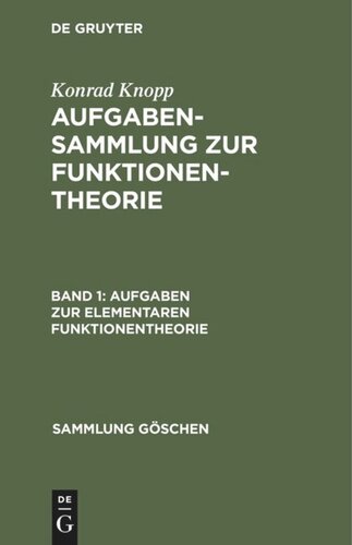 Aufgabensammlung zur Funktionentheorie: Band 1 Aufgaben zur elementaren Funktionentheorie