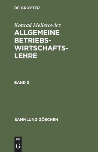 Allgemeine Betriebswirtschaftslehre: Band 3