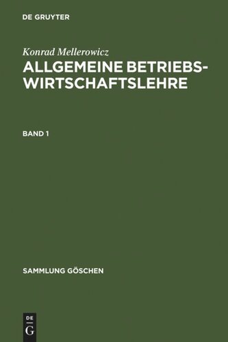 Allgemeine Betriebswirtschaftslehre: Band 1