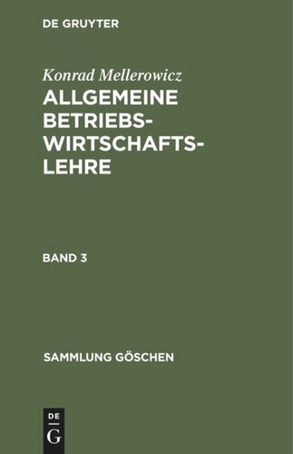 Allgemeine Betriebswirtschaftslehre: Band 3