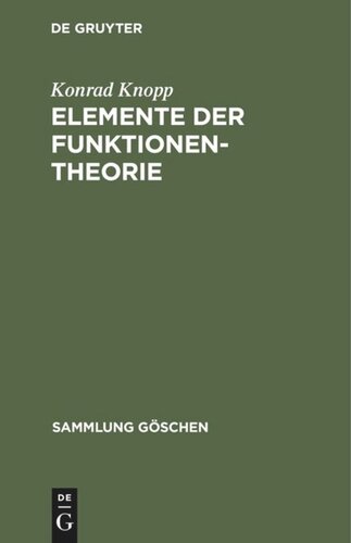 Elemente der Funktionentheorie