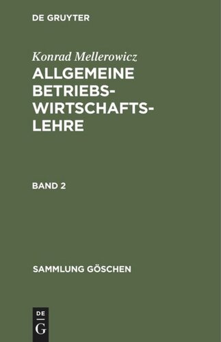 Allgemeine Betriebswirtschaftslehre: Band 2