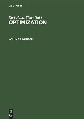 Optimization: Volume 9, Number 1