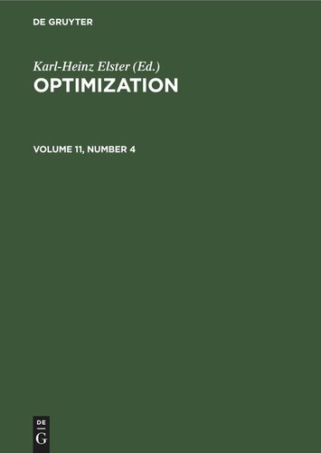 Optimization: Volume 11, Number 4