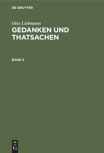 Gedanken und Thatsachen: Band 2