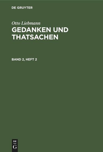 Gedanken und Thatsachen: Band 2, Heft 2