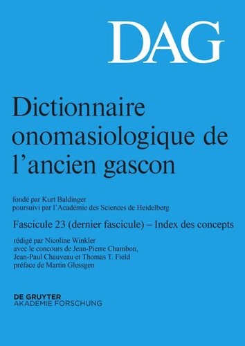 Dictionnaire onomasiologique de l’ancien gascon (DAG): Fascicule 23