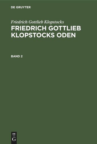 Friedrich Gottlieb Klopstocks Oden: Band 2