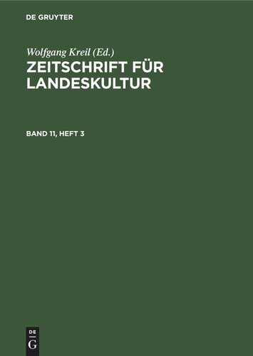 Zeitschrift für Landeskultur: Band 11, Heft 3