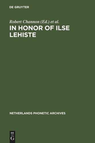 In honor of Ilse Lehiste: Ilse Lehiste Pühendusteos