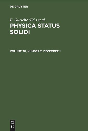 Physica status solidi: Volume 30, Number 2 December 1