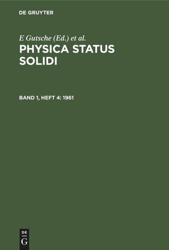 Physica status solidi: Band 1, Heft 4 1961