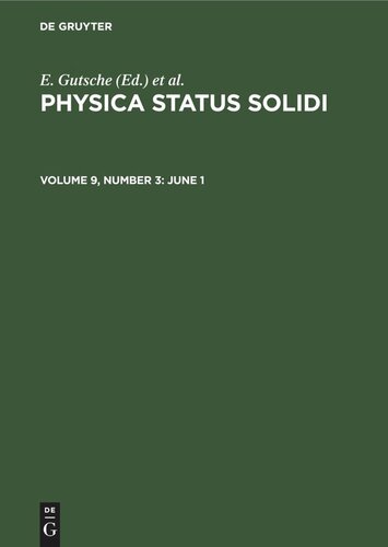 Physica status solidi: Volume 9, Number 3 June 1